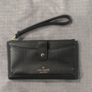 Kate Spade Black Pebbled Leather Wristlet